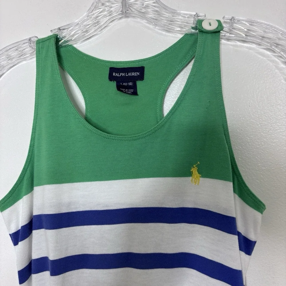 Ralph Lauren Polo Dress Girls Large 12-14 Maxi Racerback Coastal Vacation Beach